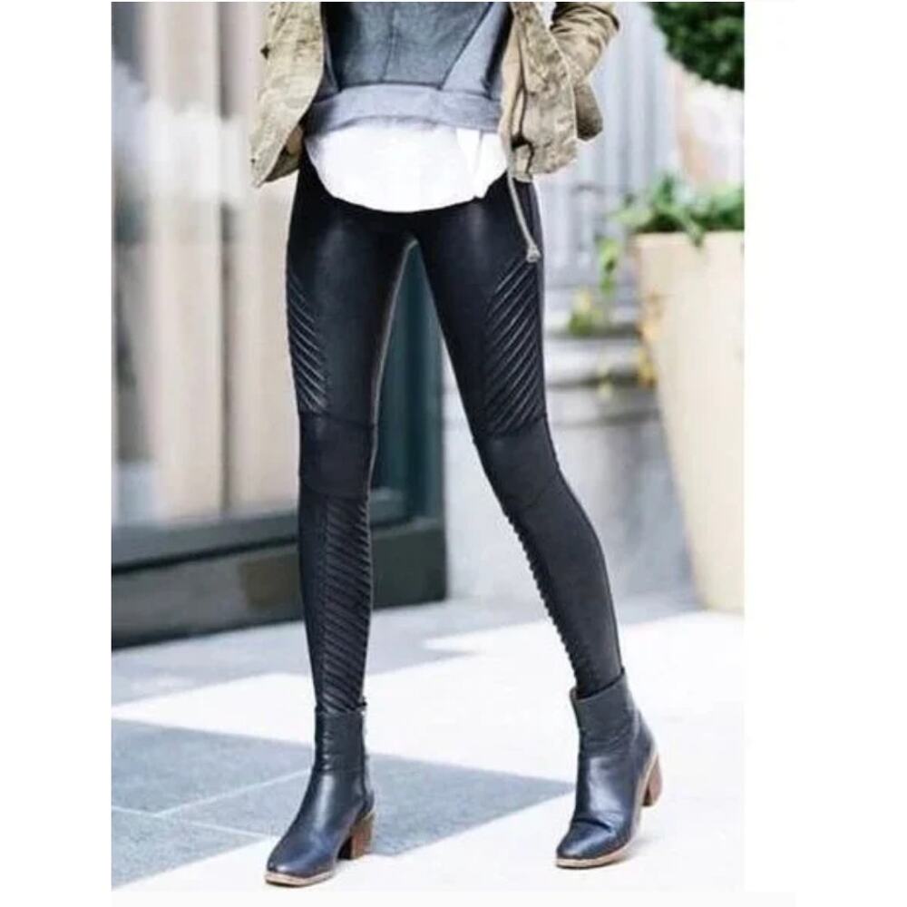 SPANX Moto faux-leather leggings Size Medium Bikercore Black
